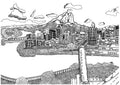 Townsville Black and White A4 Art Print by Noah Niemi