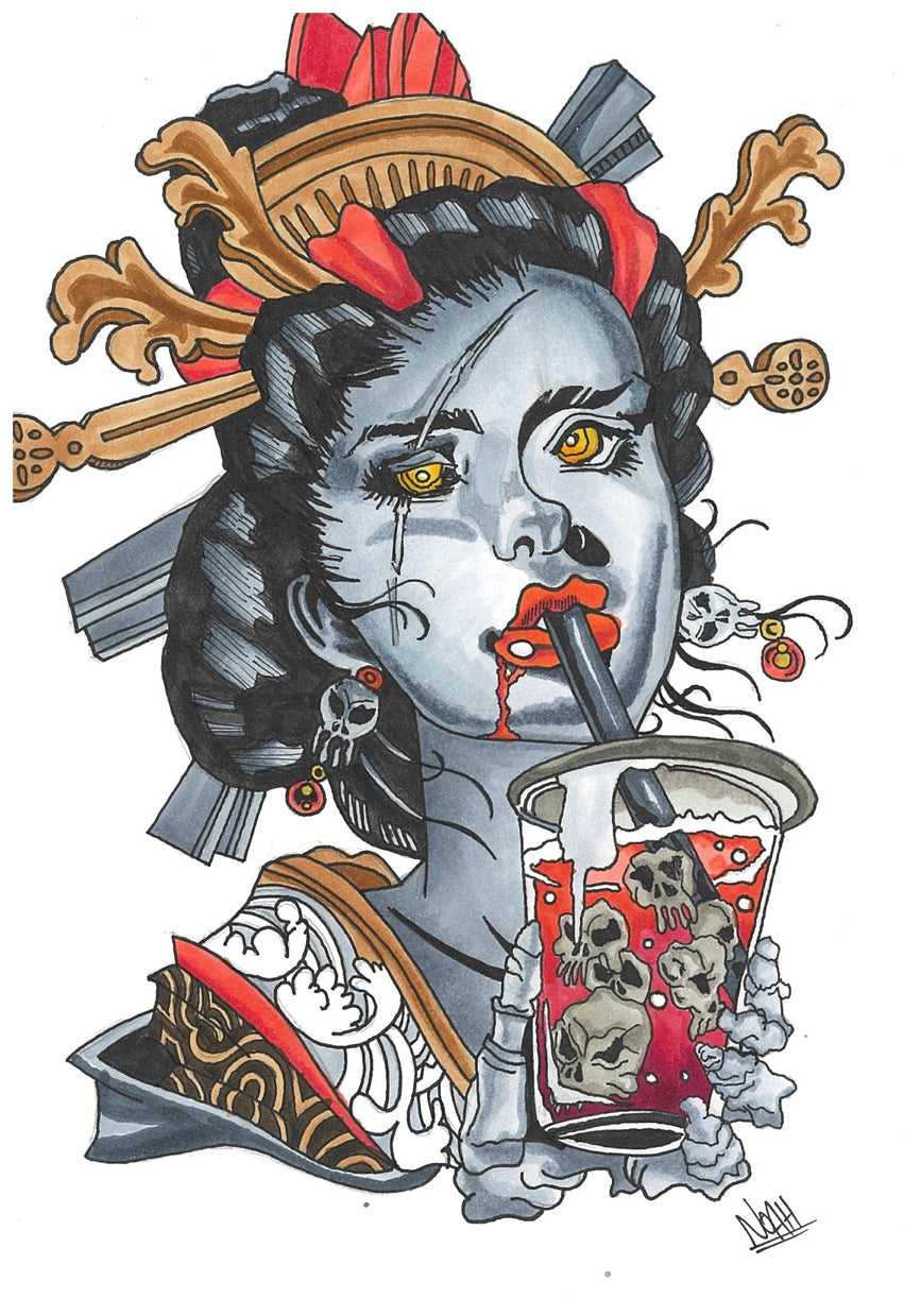Geisha A4 Art Print by Noah Niemi