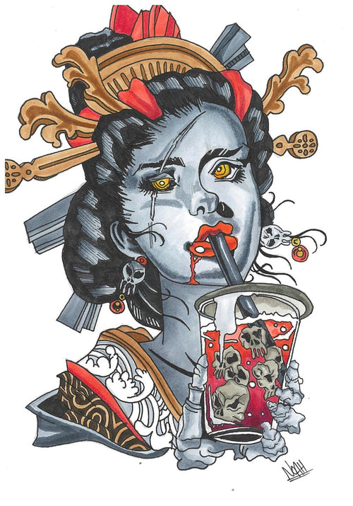 Geisha A4 Art Print by Noah Niemi