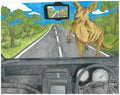 Kangaroo Crossing A4 Art Print by Noah Niemi
