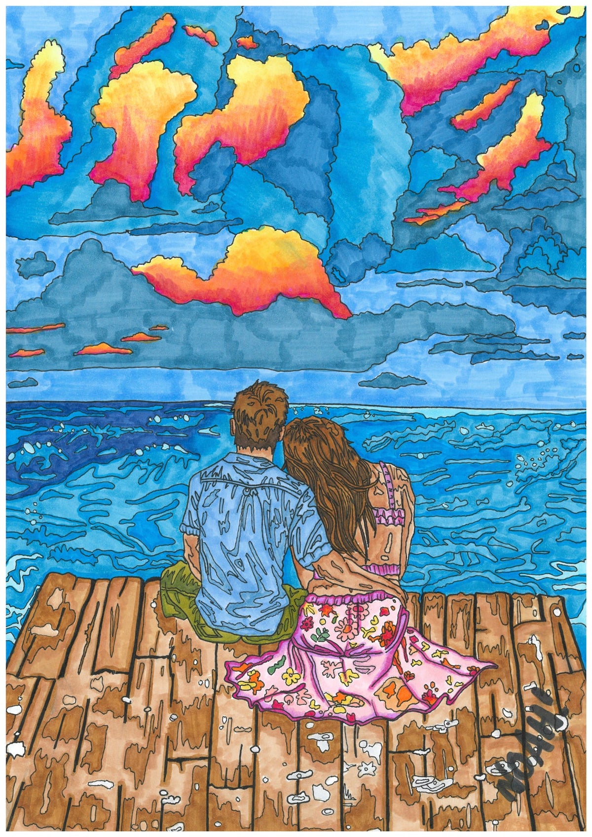 Love by the Ocean A4 Art Print by Noah Niemi